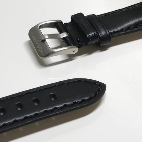20mm Noir Black Calf Leather Strap (Top-grain Leather)