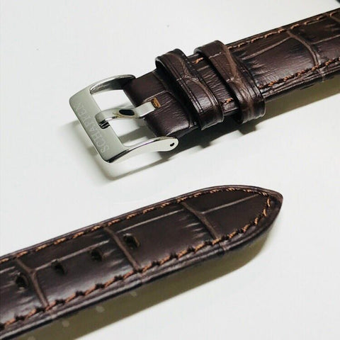 20mm Dark Brown Calf Leather Strap (Gator-grain Design)